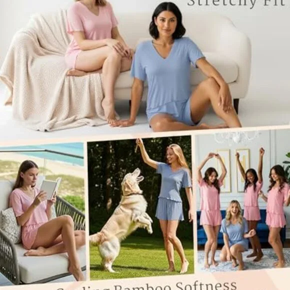 Bamboo Viscose Pajama Set Ultra Soft Lounge Sleepwear Chic Comfort